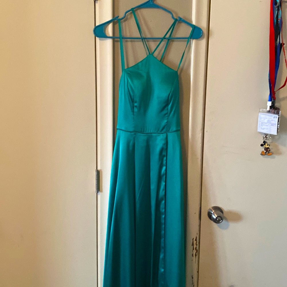 Prom Dress/ Formal Gown, My Michelle Brand, Turquoise color, crisscross backless